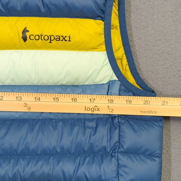 Cotopaxi Fuego Down Vest Men's L Blue Striped Nylon Full Zip Jacket Outdoors - Picture 7 of 13
